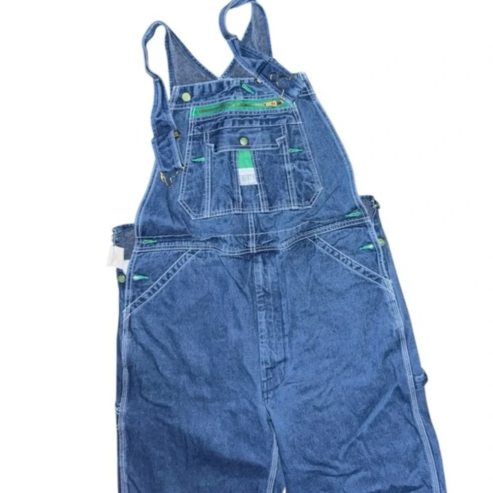 VTG Liberty‎ Distressed medium wash denim bib overalls size 36